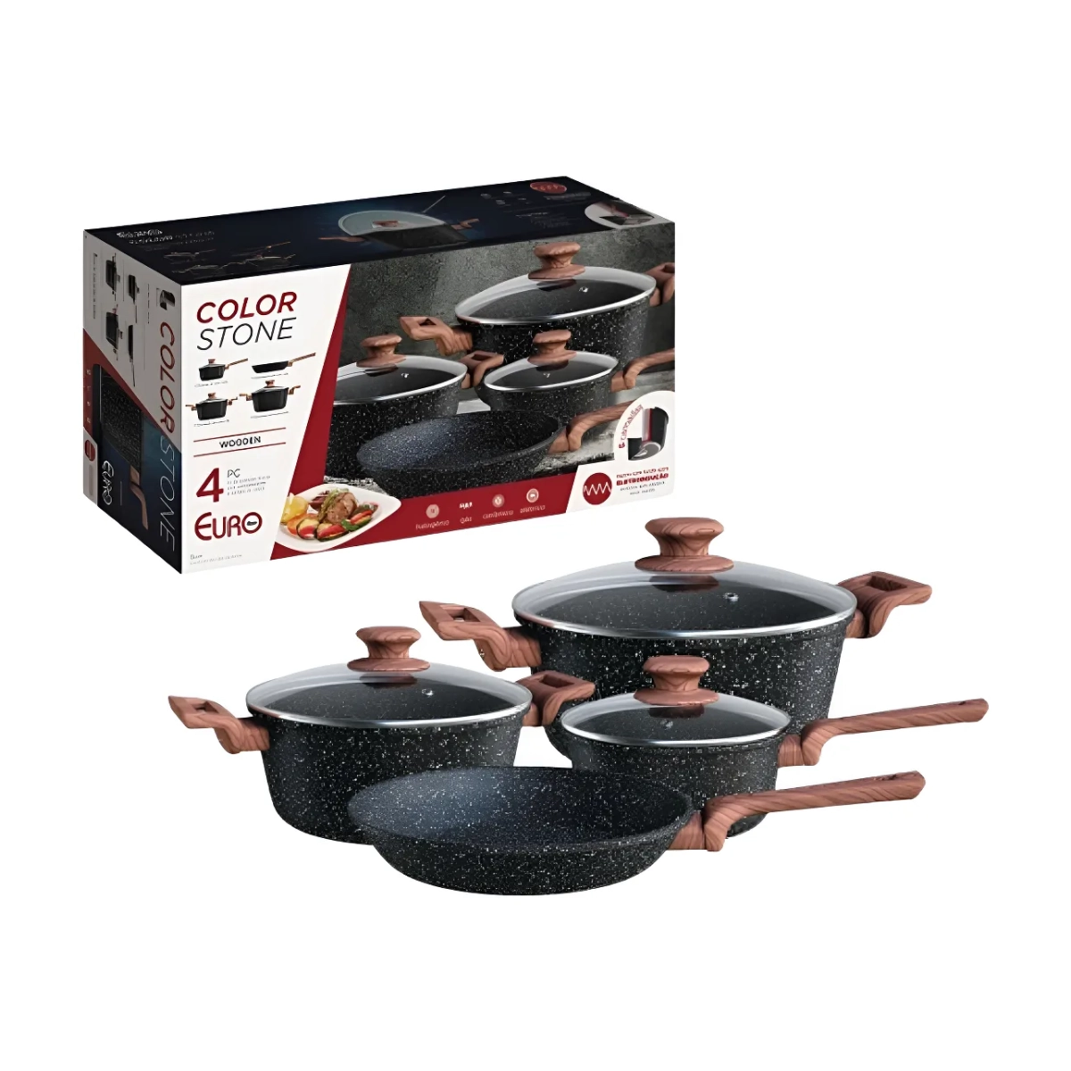 CONJUNTO DE PANELAS COLORSTONE 4 PEÇAS WOODEN PRETA