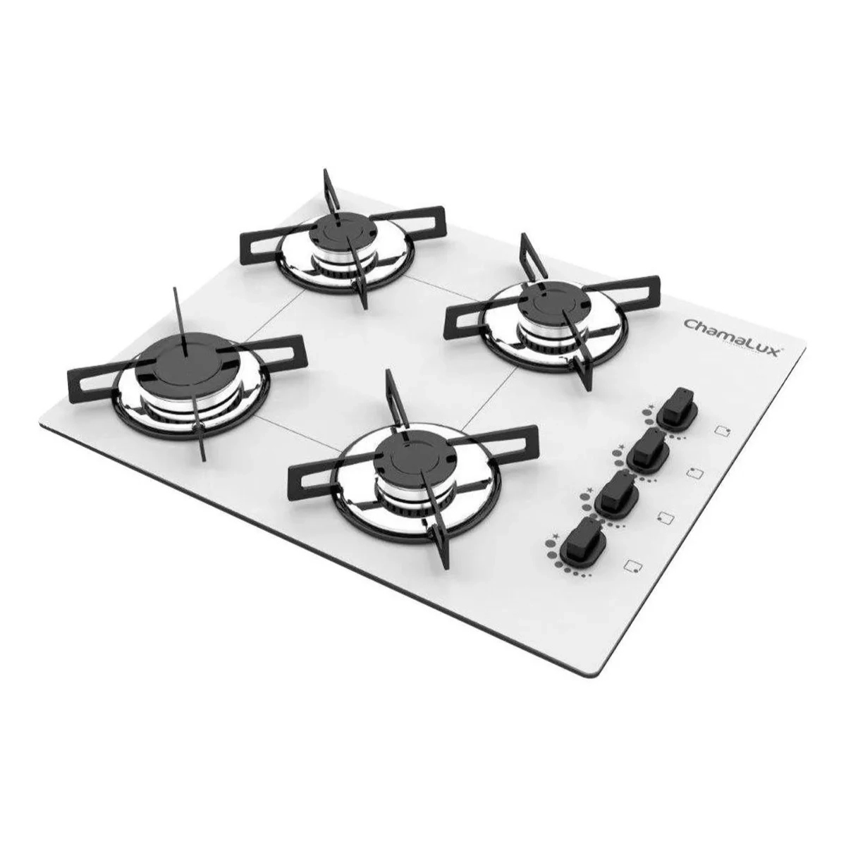 COOKTOP 4 BOCAS ULTRA CHAMA BRANCO CHAPA CHAMALUX BIVOLT