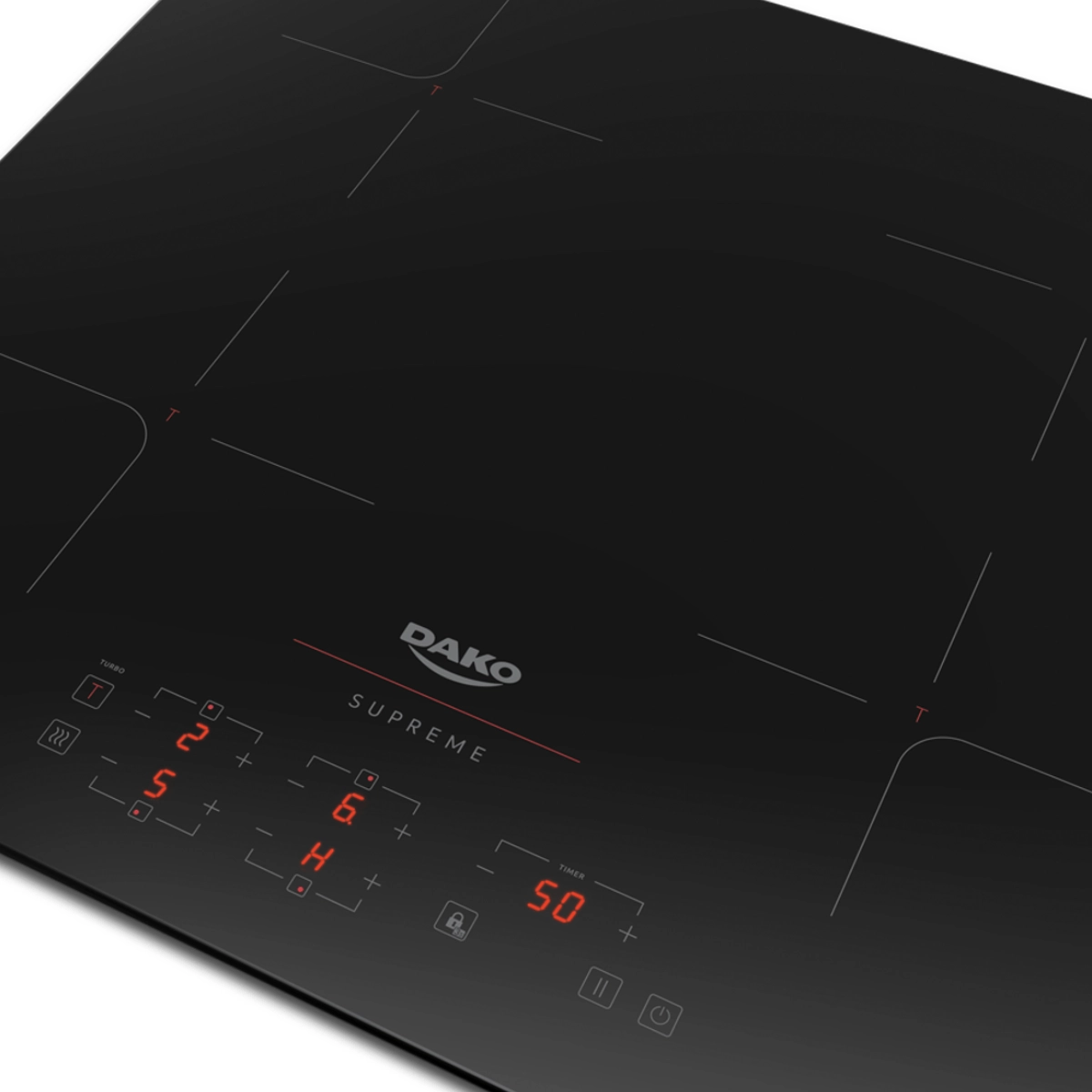 COOKTOP DE INDUÇÃO 4 BOCAS DAKO SUPREME PRETO 220V