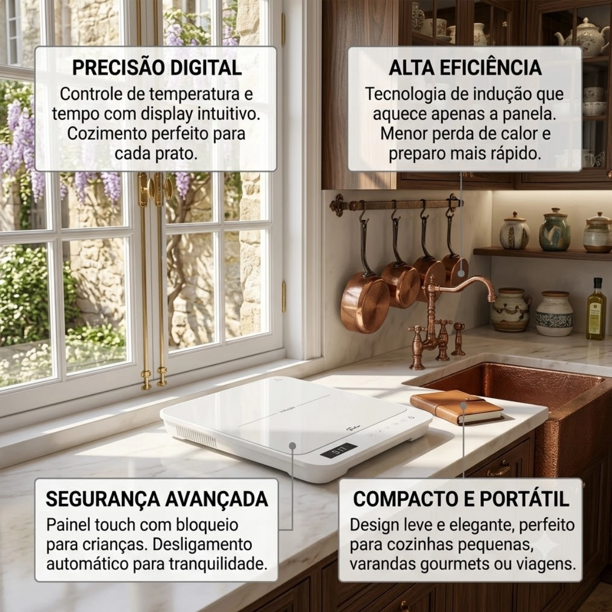 COOKTOP DE INDUÇÃO FISCHER 1 BOCA BIVOLT BRANCO TOUCH PORTATIL COOKTOP DE INDUÇÃO FISCHER 1 BOCA BIVOLT BRANCO TOUCH PORTATIL