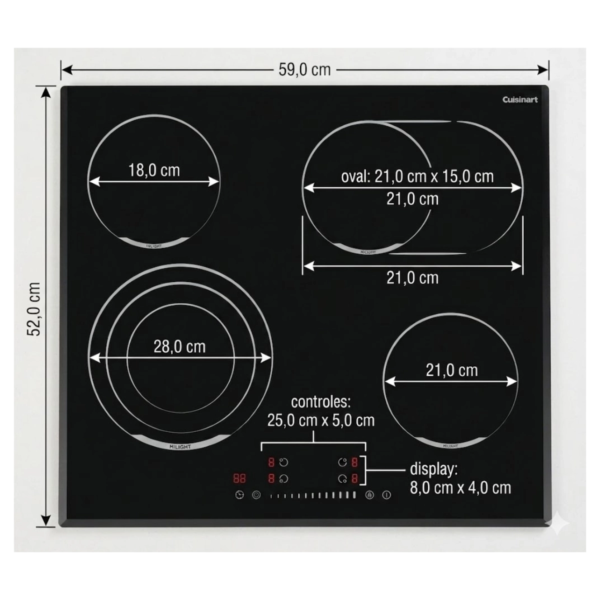 Cooktop Eletrico Vitroceramico 4 Zonas 60cm Cuisinart 220v Preto Cooktop Eletrico Vitroceramico 4 Zonas 60cm Cuisinart 220v Preto