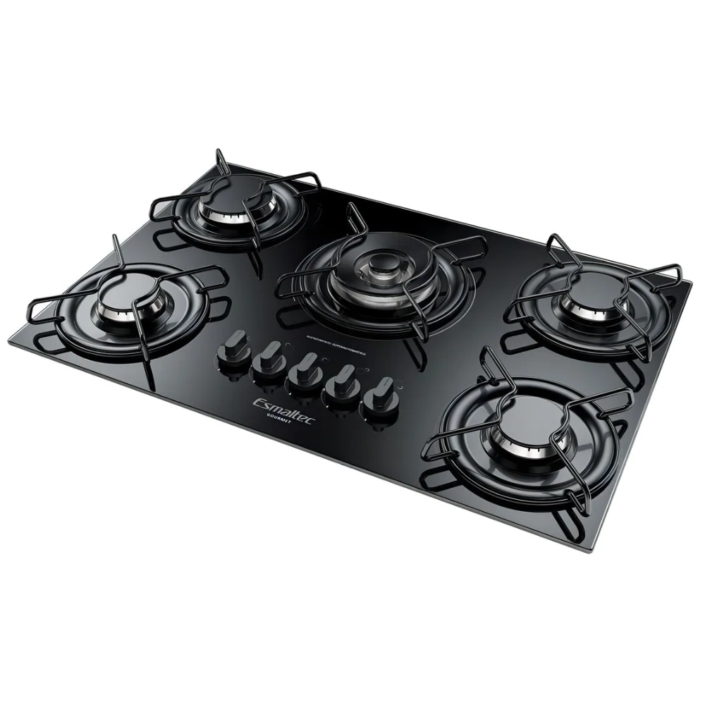 Cooktop Esmaltec 5 Bocas Tripla Chama Gourmet Preto - Bivolt