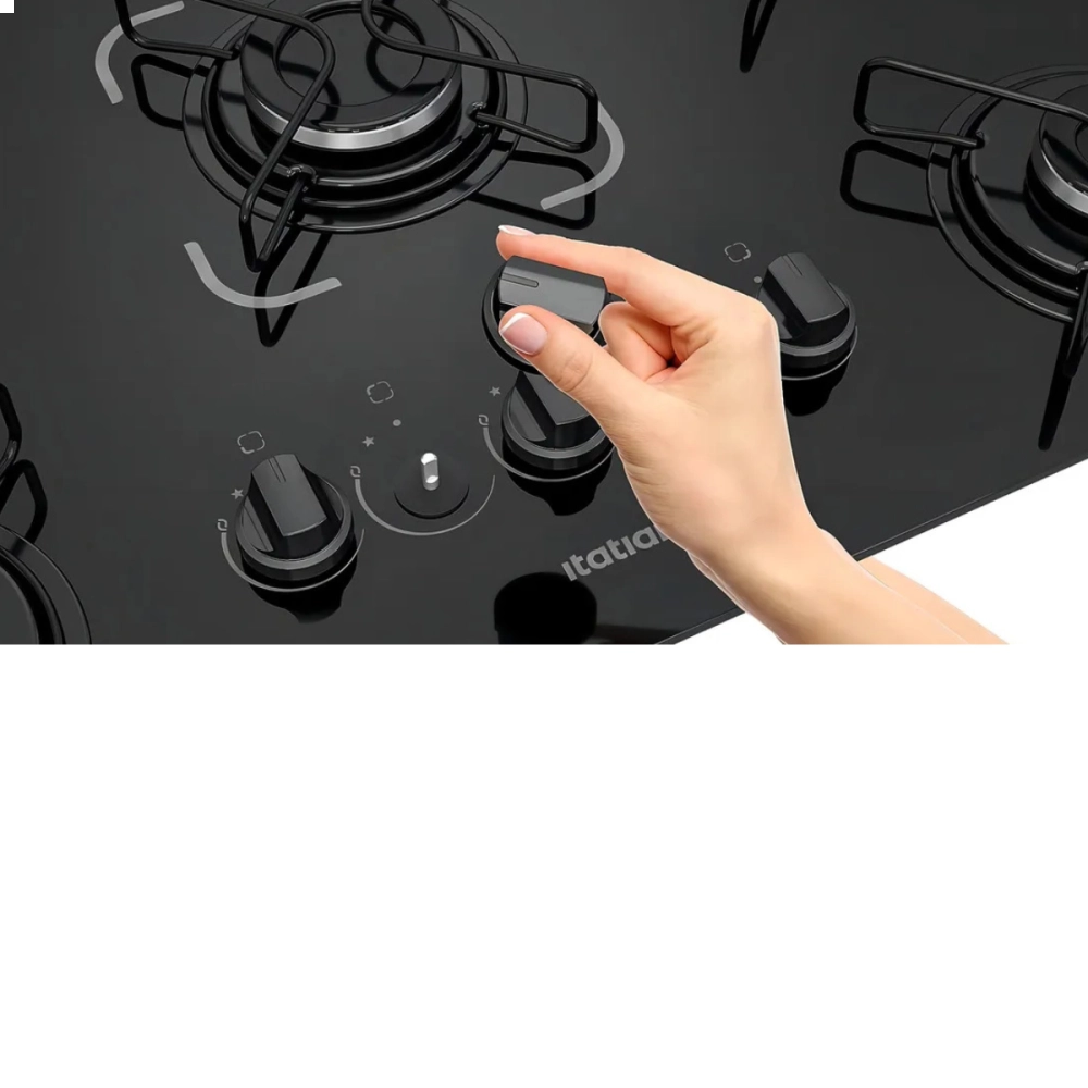COOKTOP ITATIAIA ESSENCIAL 5 BOCAS MESA VIDRO PRETO BIVOLT