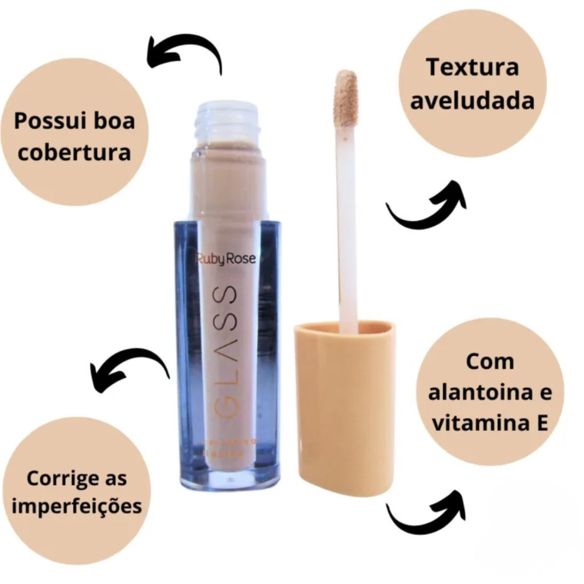 CORRETIVO LIQUIDO LINHA GLASS HB9111-GCF10 RUBYROSE 5ML CORRETIVO LIQUIDO LINHA GLASS HB9111-GCF10 RUBYROSE 5ML