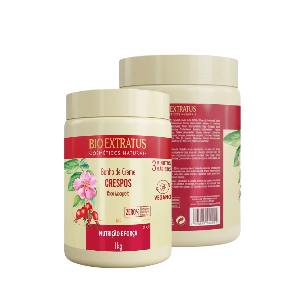 CREME VEGANO ROSA MOSQUETA PARA CABELO CRESPOS 1KG BIOEXTRATUS
