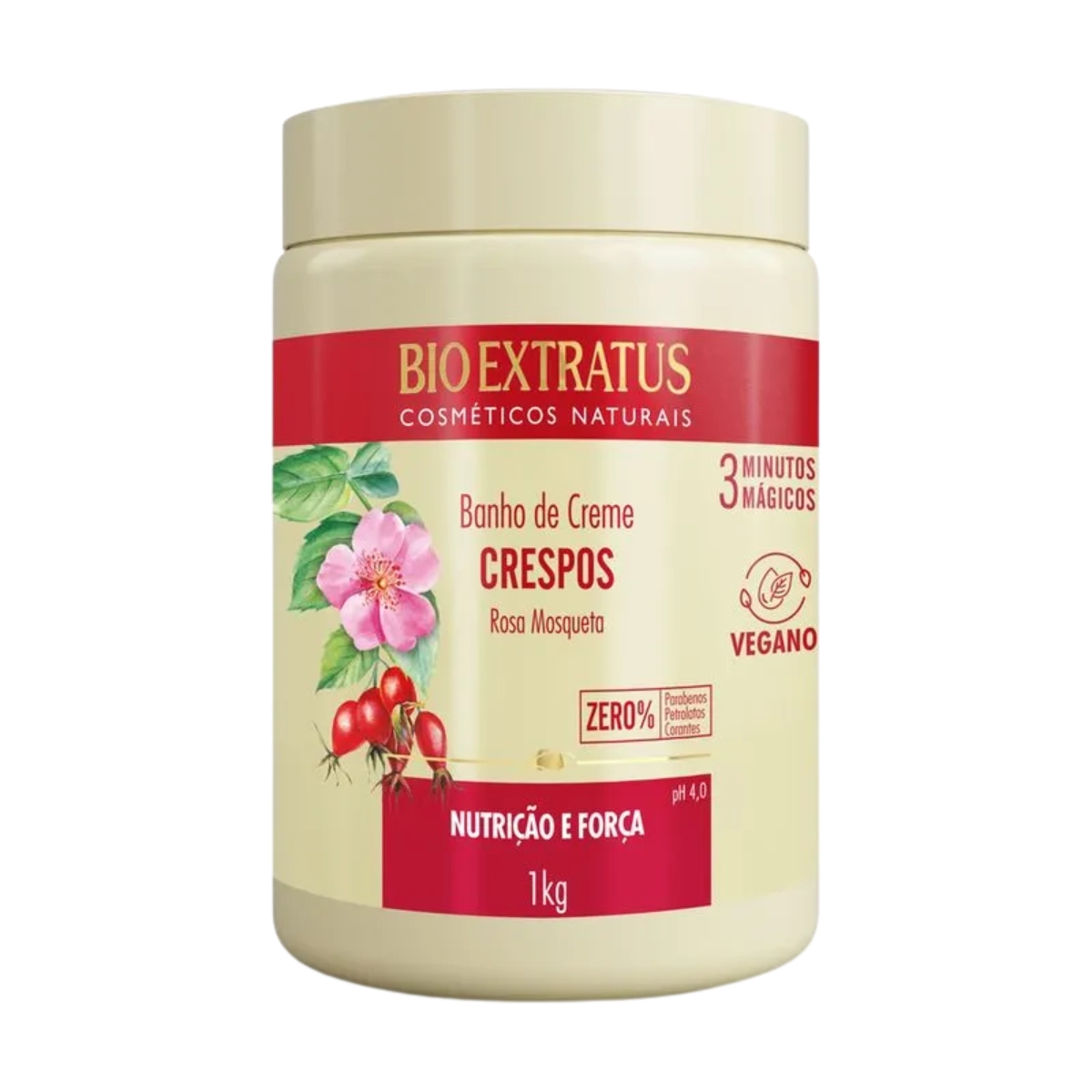CREME VEGANO ROSA MOSQUETA PARA CABELO CRESPOS 1KG BIOEXTRATUS