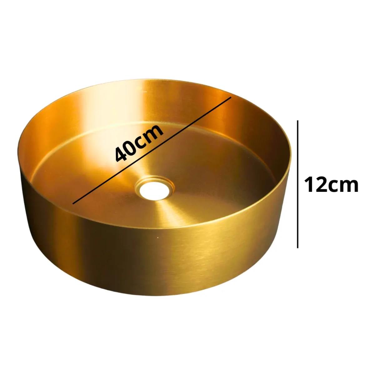 CUBA REDONDA BANHEIRO AÇO INOX 304 DOURADA COM CLICK ACABAMENTO ESCOVADO CUBA REDONDA BANHEIRO AÇO INOX 304 DOURADA COM CLICK ACABAMENTO ESCOVADO