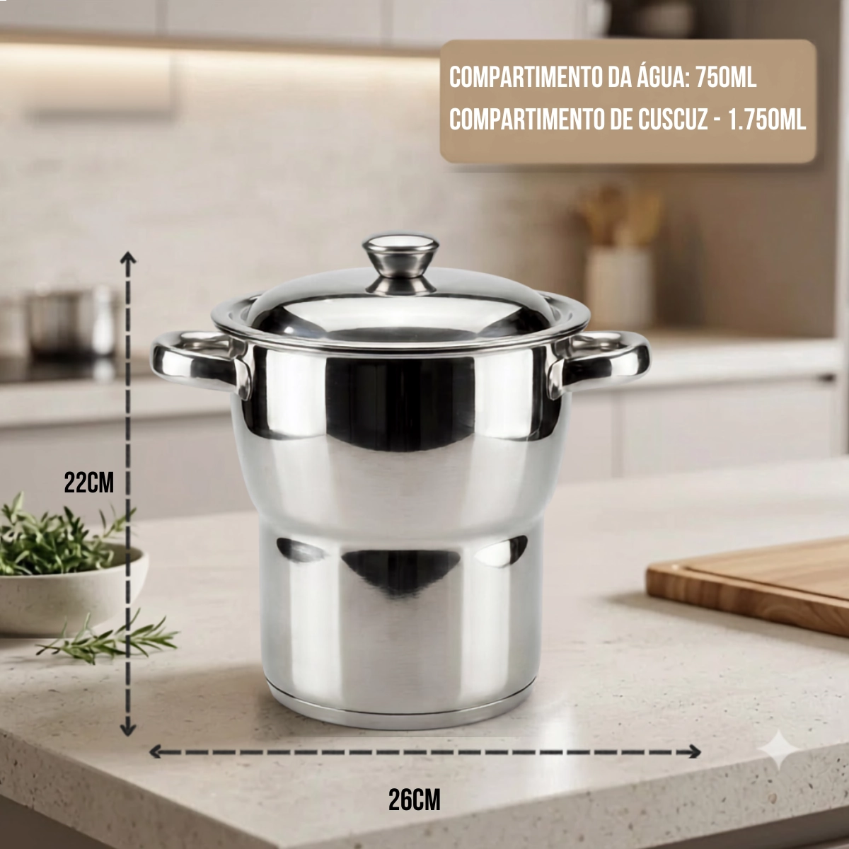 CUSCUZEIRA SUPREME EM AÇO INOX MIMO STYLE CUSCUZEIRA SUPREME EM AÇO INOX MIMO STYLE