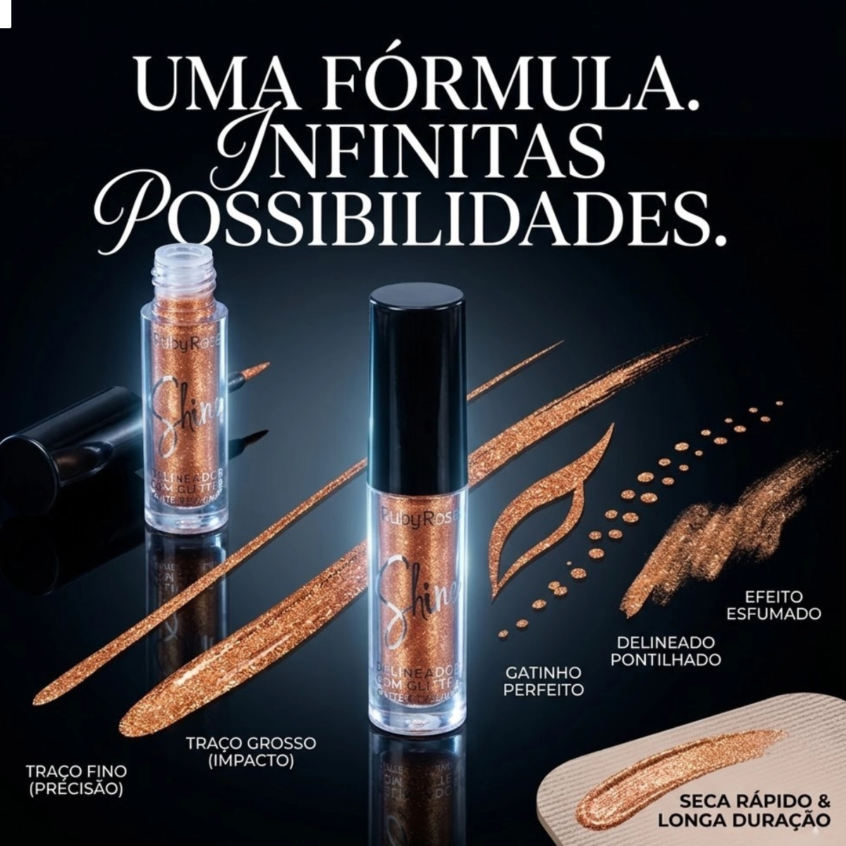 DELINIADOR COM GLITTER SHINE COPPER SPARK RUBY ROSE HB8416-6N DELINIADOR COM GLITTER SHINE COPPER SPARK RUBY ROSE HB8416-6N