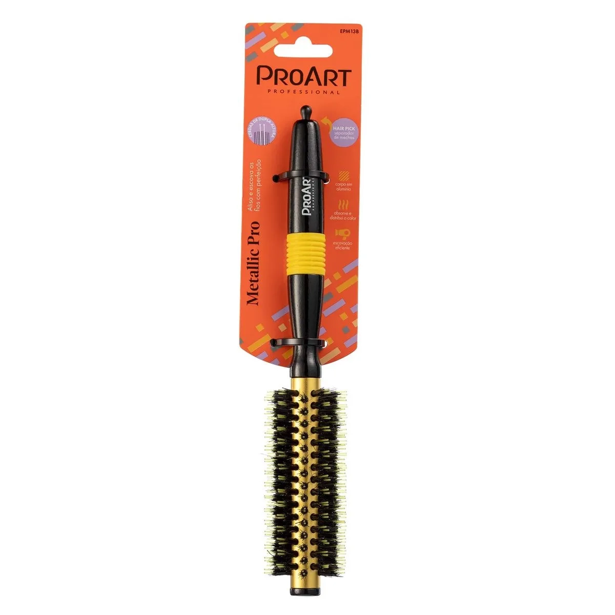 ESCOVA DE CABELO METALICA PRO AMARELA 15MM TÉRMICA CERDAS DUPLAS ESCOVA DE CABELO METALICA PRO AMARELA 15MM TÉRMICA CERDAS DUPLAS