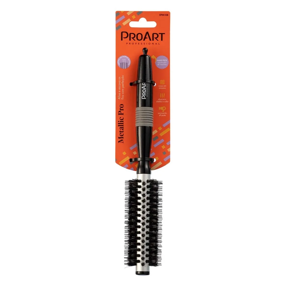 ESCOVA DE CABELO METALICA PRO PRATA 15MM TÉRMICA CERDAS DUPLAS ESCOVA DE CABELO METALICA PRO PRATA 15MM TÉRMICA CERDAS DUPLAS