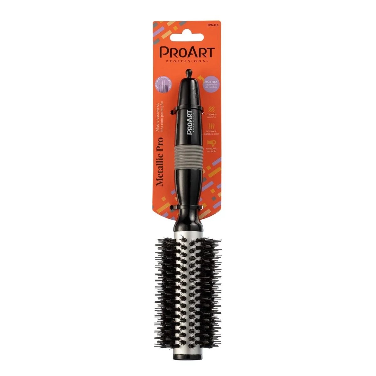 ESCOVA DE CABELO METALICA PRO PRATA 25MM TÉRMICA CERDAS DUPLAS ESCOVA DE CABELO METALICA PRO PRATA 25MM TÉRMICA CERDAS DUPLAS