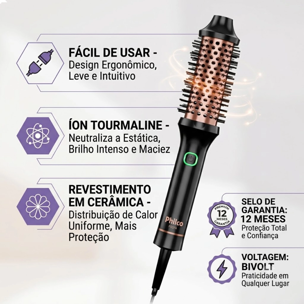 ESCOVA MODELADORA PHILCO PEC17A ANTIFRIZZ ION 75W BIVOLT