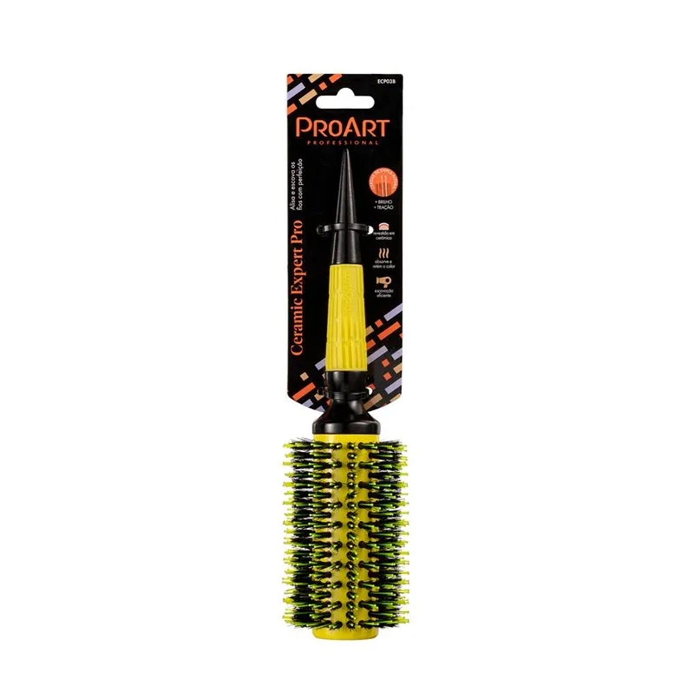 ESCOVA PROFISSIONAL CERÂMICA PROART 33MM AMARELO
