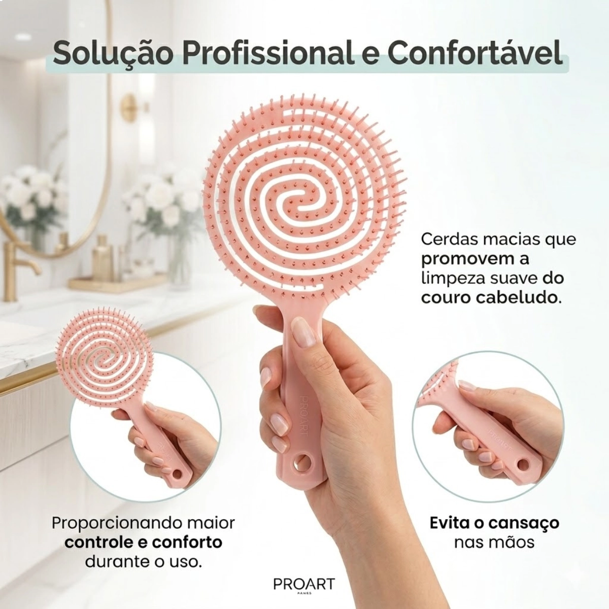 ESCOVA REDONDA DESEMBARAÇANTE EASY FLEXI ROSA PROART ESCOVA REDONDA DESEMBARAÇANTE EASY FLEXI ROSA PROART