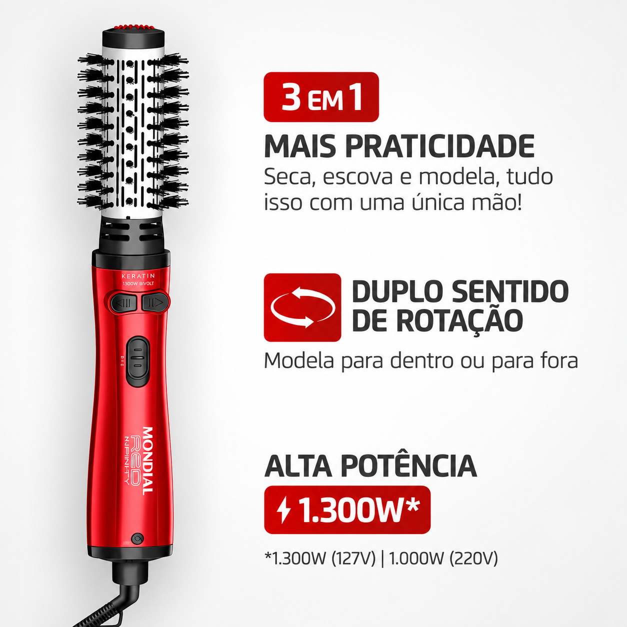 ESCOVA ROTATIVA SECADORA MONDIAL INFINITY KERATIN ESCOVA ROTATIVA SECADORA MODELADORA CERÂMICA ESCOVA ROTATIVA SECADORA MONDIAL INFINITY KERATIN ESCOVA ROTATIVA SECADORA MODELADORA CERÂMICA