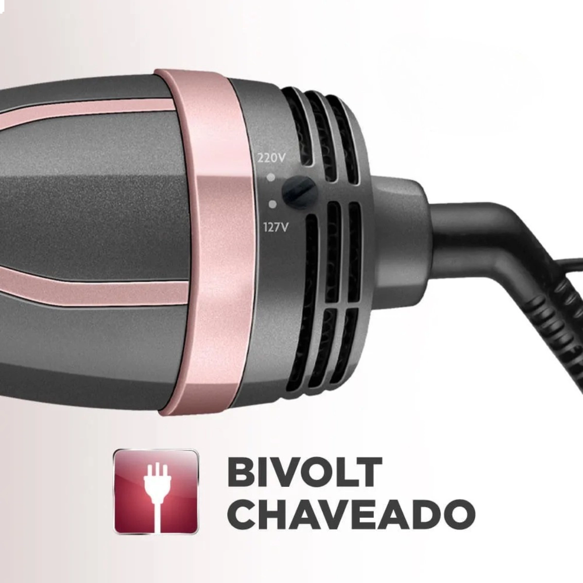 ESCOVA SECADORA E ALISADORA MONDIAL GRAFITE COM ROSE ES-11-BI 1200W