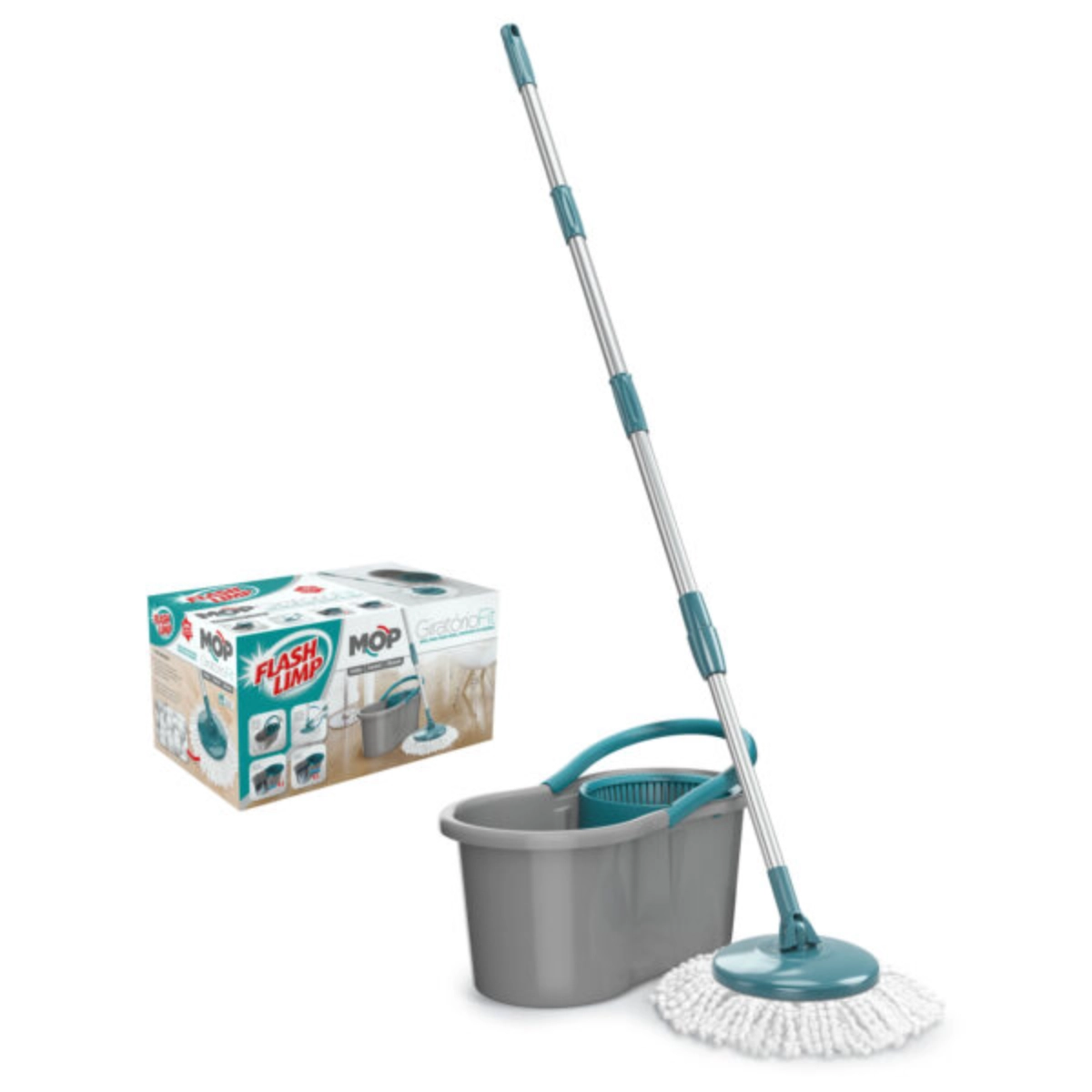 ESFREGAO MOP GIRATORIO LIMPEZA PROFUNDA FIT FLASH LIMP