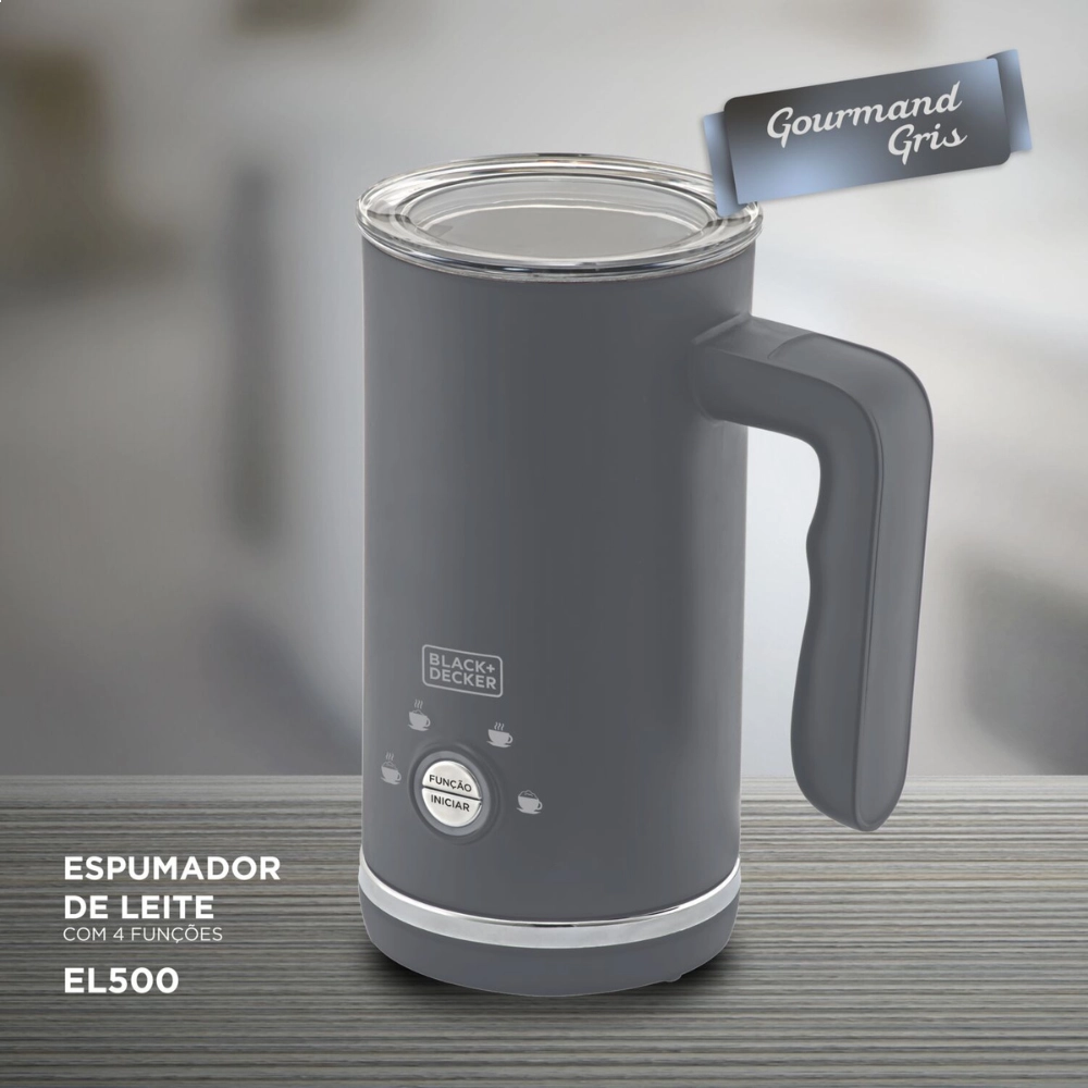 Espumador de Leite Elétrico Black+Decker 300ml Inox 4 Funções 600W 220V