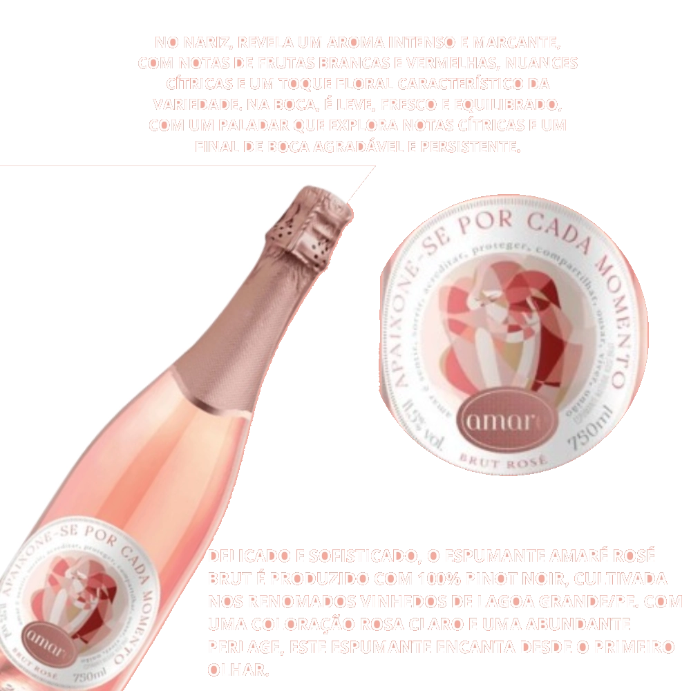 Espumante Rosé Brut Amaré 750ml - 100% Pinot Noir de Lagoa Grande/PE