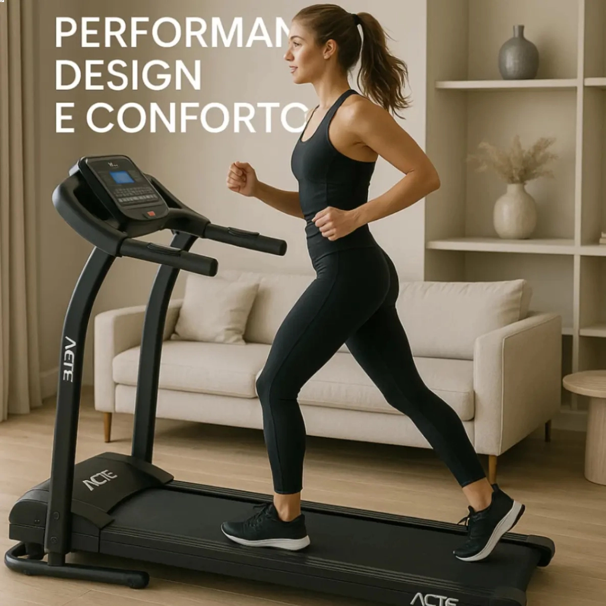 ESTEIRA ESPORTIVA DOBRAVEL ACTE PRETA SUPORTA ATE 120KG PAINEL LCD