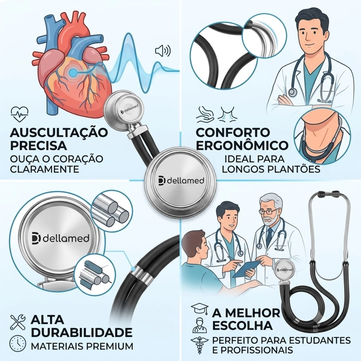ESTETOSCOPIO RAPPAPORT DELLAMED PRETO ALTA PRECISAO DUPLO ESTETOSCOPIO RAPPAPORT DELLAMED PRETO ALTA PRECISAO DUPLO