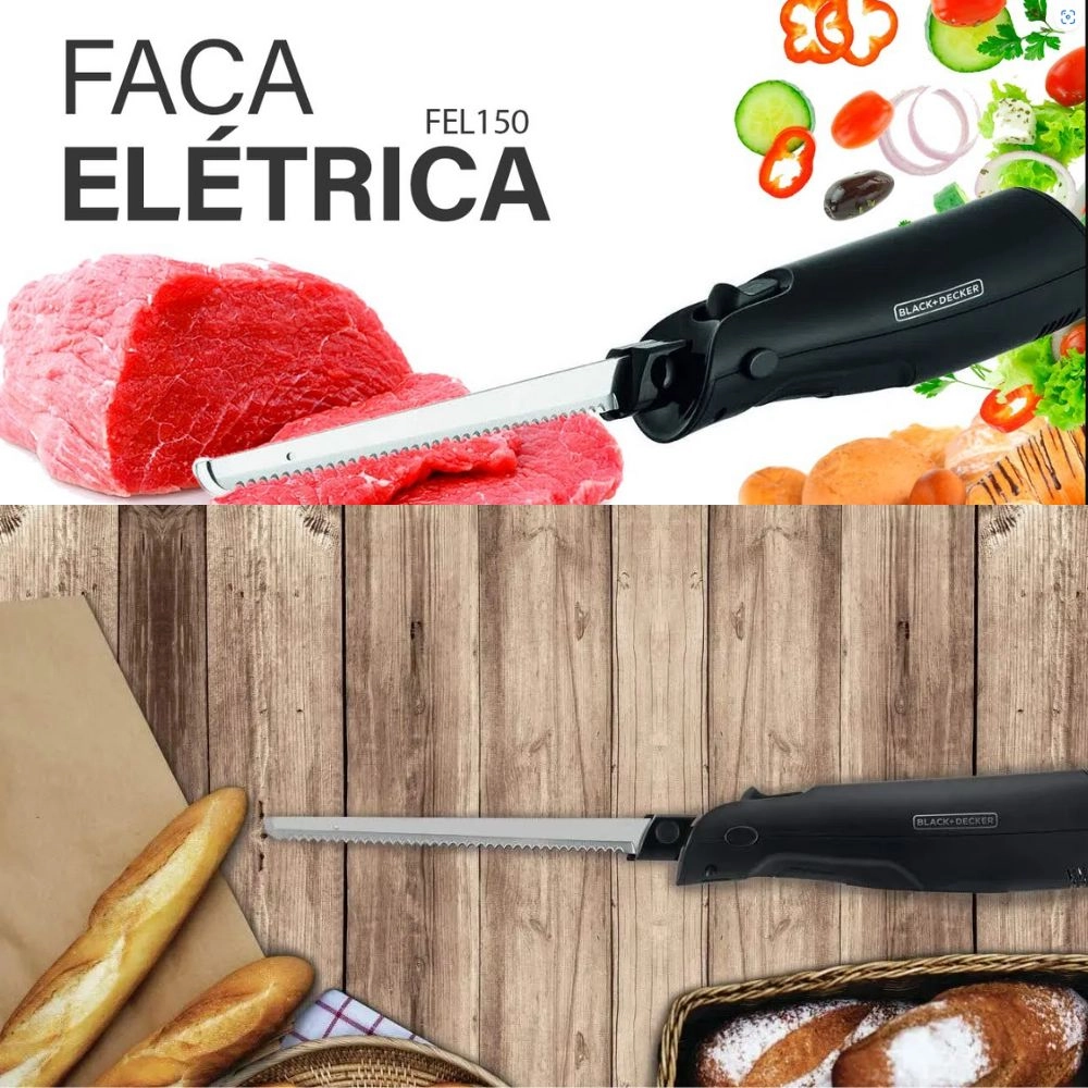 Faca Elétrica com Lâmina Removíveis Black Decker 120w Preta 220v