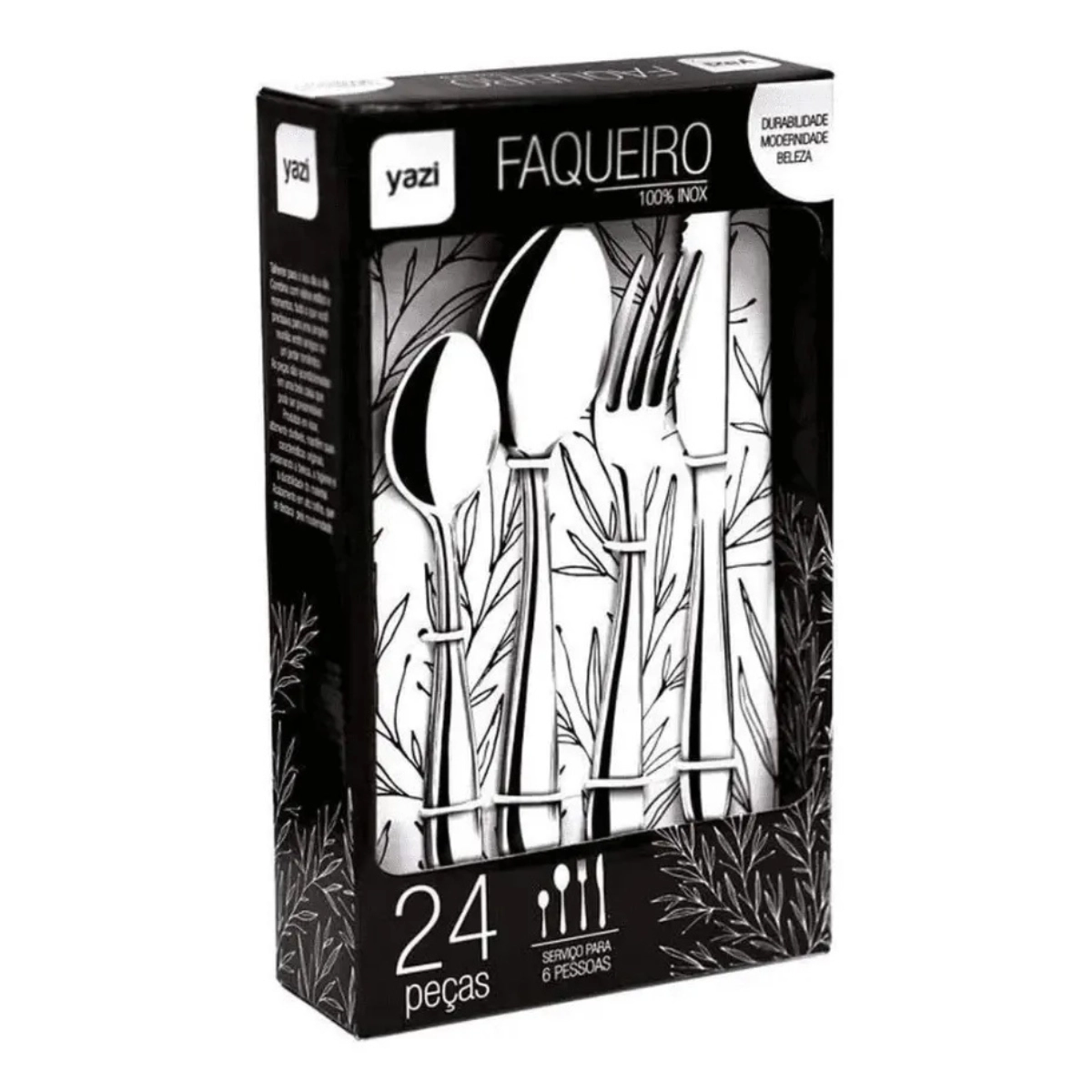 FAQUEIRO INOX LAGOA 24 PEÇAS SERVE ATE 6 PESSOAS TUUT 