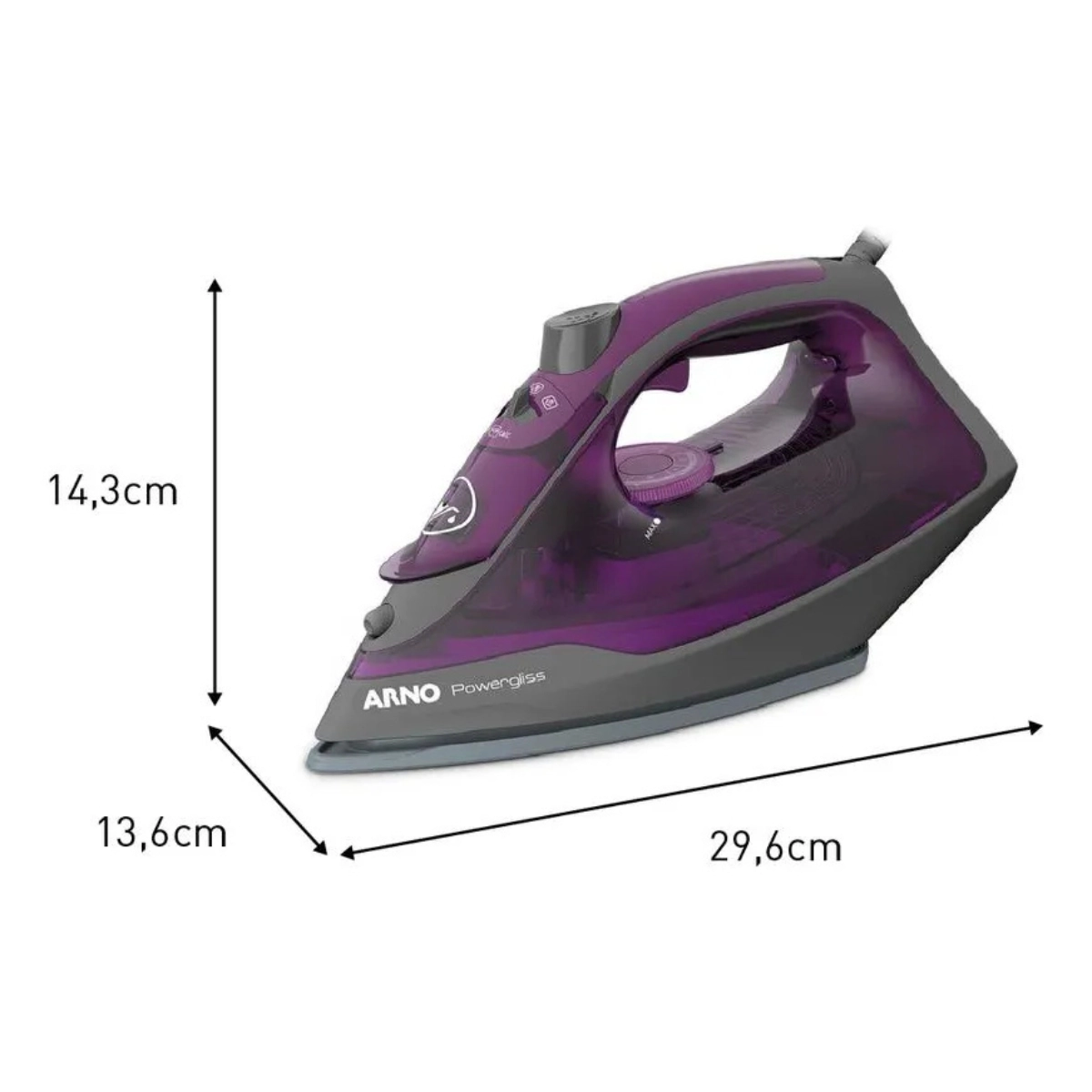 FERRO A VAPOR ARNO POWERGLISS BASE XGLIDE FPO1 ROXO 220V