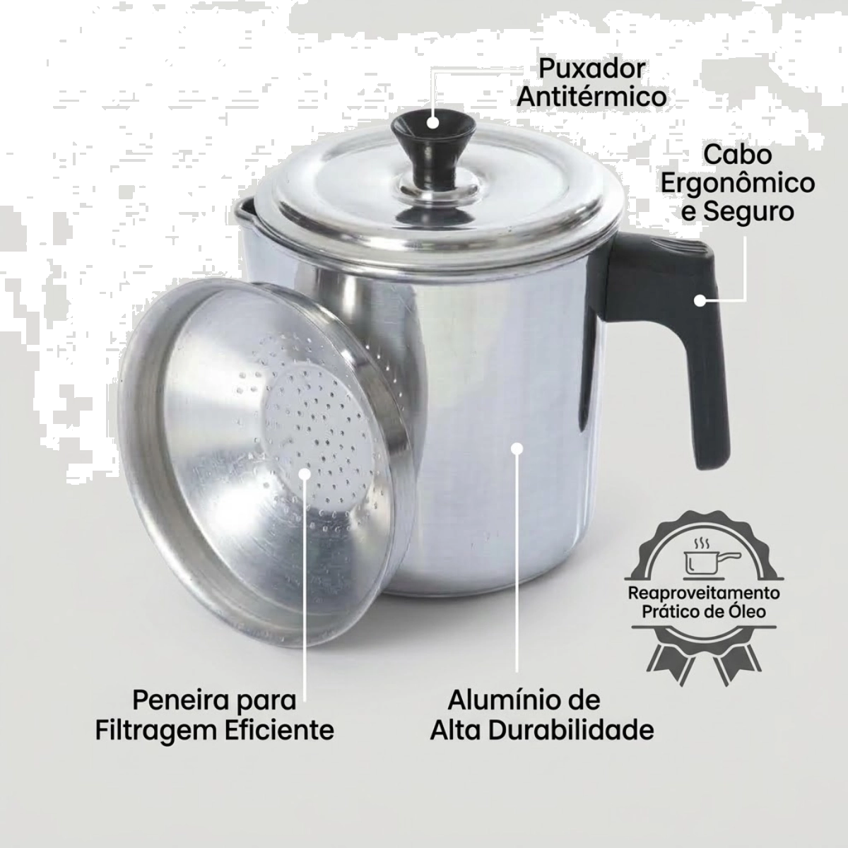 FILTRO DE ÓLEO DE  ALUMÍNIO 1,1LITROS PENEIRA COADOR ALOESTE