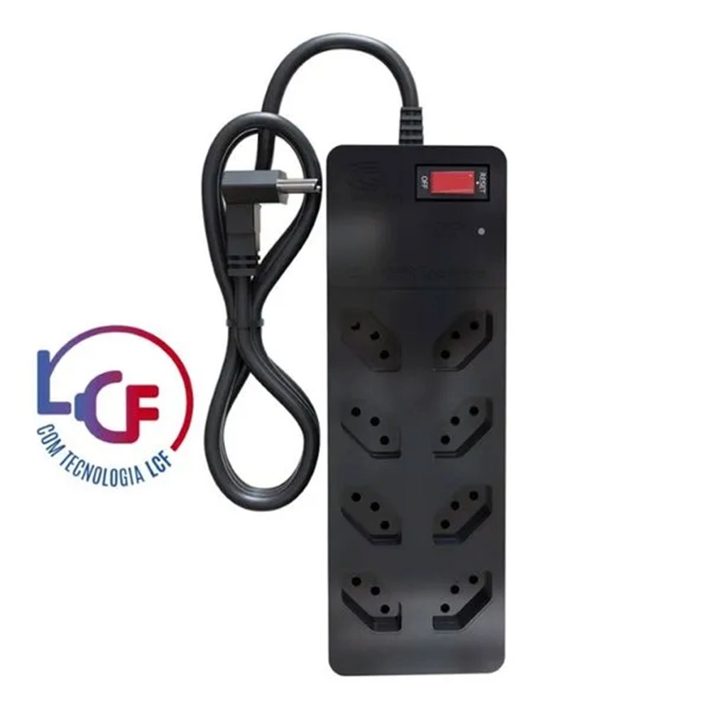 Filtro de Linha + Dps Iclamper 8 Tomadas Lcf Preto Filtro de Linha + Dps Iclamper 8 Tomadas Lcf Preto