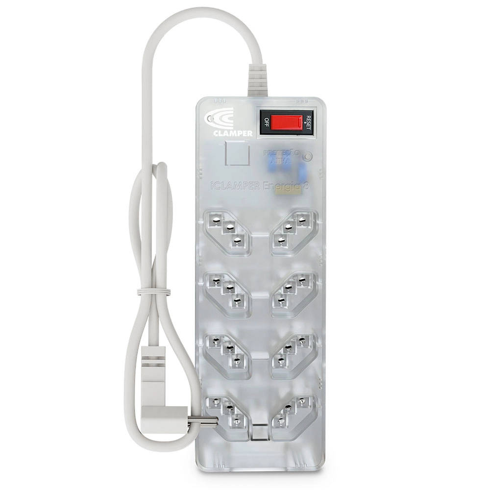 Filtro de Linha + Dps Iclamper 8 Tomadas Lcf Transparente