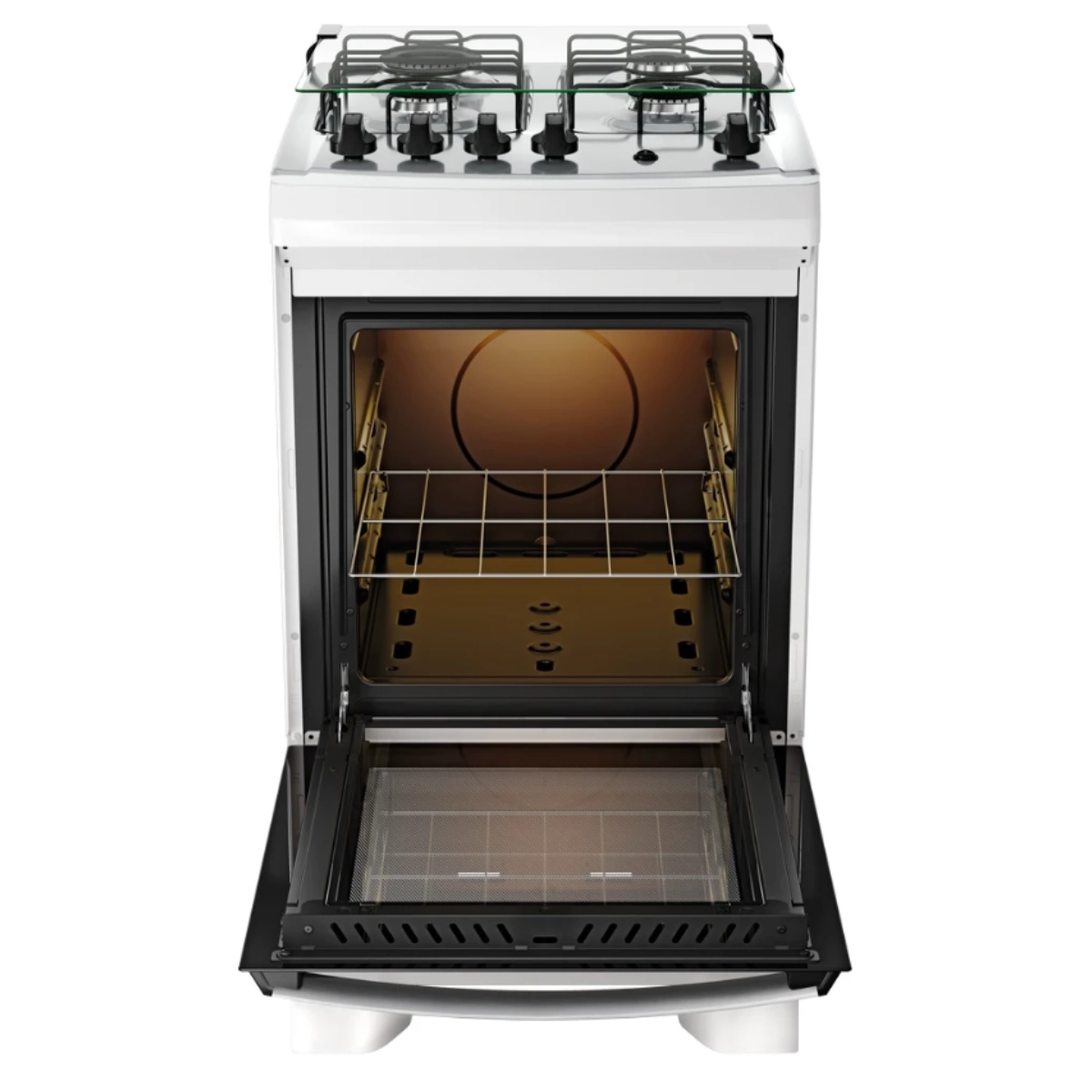 Fogão 4 Bocas Branco com Mesa Inox Dako Supreme