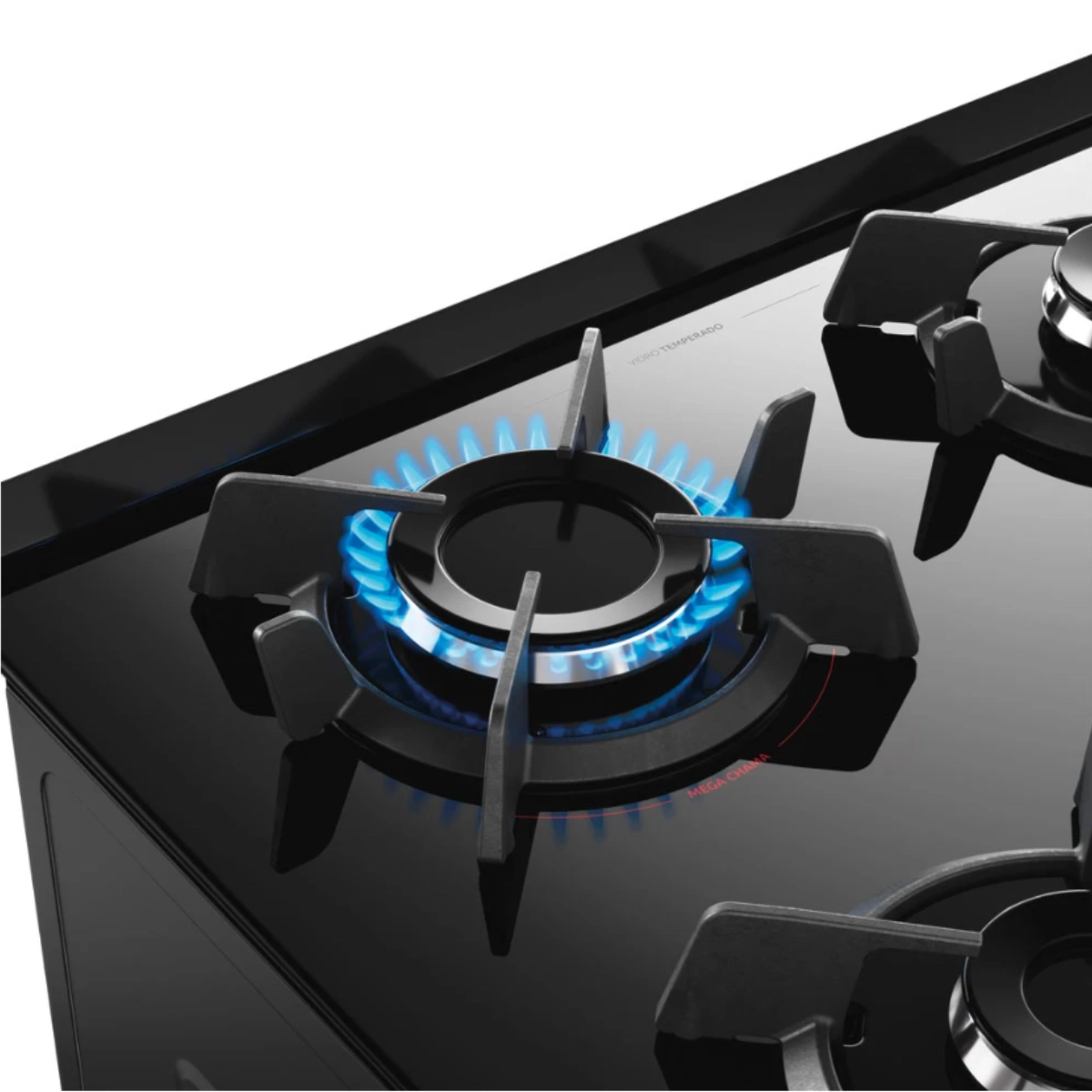 Fogão 4 Bocas Preto com Mesa de Vidro Dako Supreme Glass Bivolt