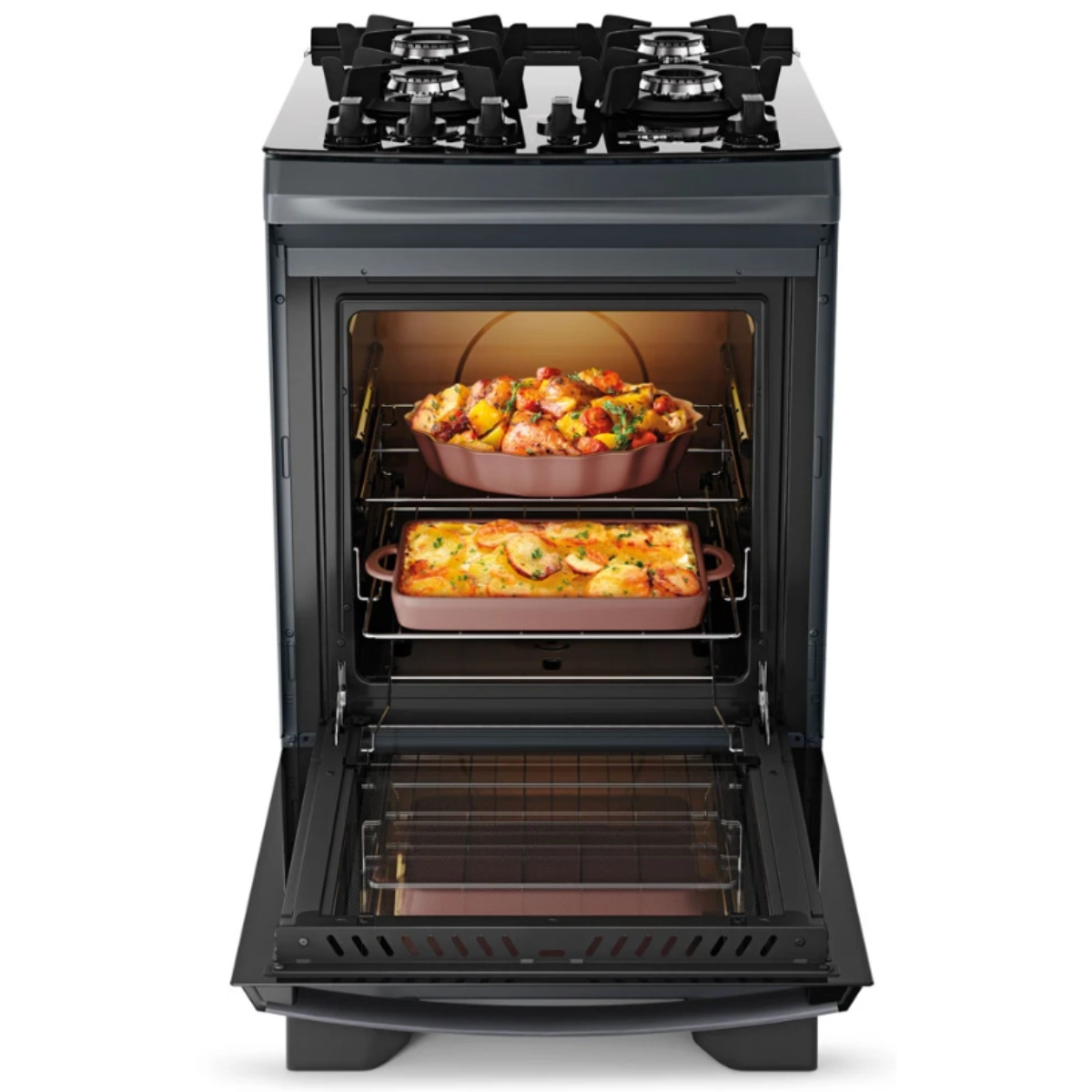 Fogão 4 Bocas Titanium Dako Com Timer Painel Touch e Mesa de Vidro