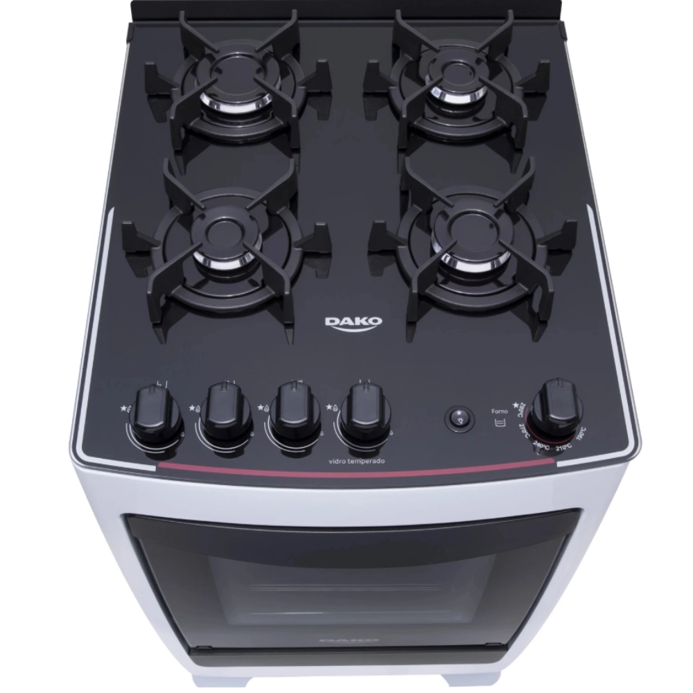 Fogão Dako Supreme Glass Branco 4 Bocas Com Mesa De Vidro 110V/220V Fogão Dako Supreme Glass Branco 4 Bocas Com Mesa De Vidro 110V/220V