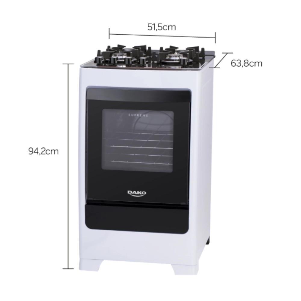 Fogão Dako Supreme Glass Branco 4 Bocas Com Mesa De Vidro 110V/220V Fogão Dako Supreme Glass Branco 4 Bocas Com Mesa De Vidro 110V/220V