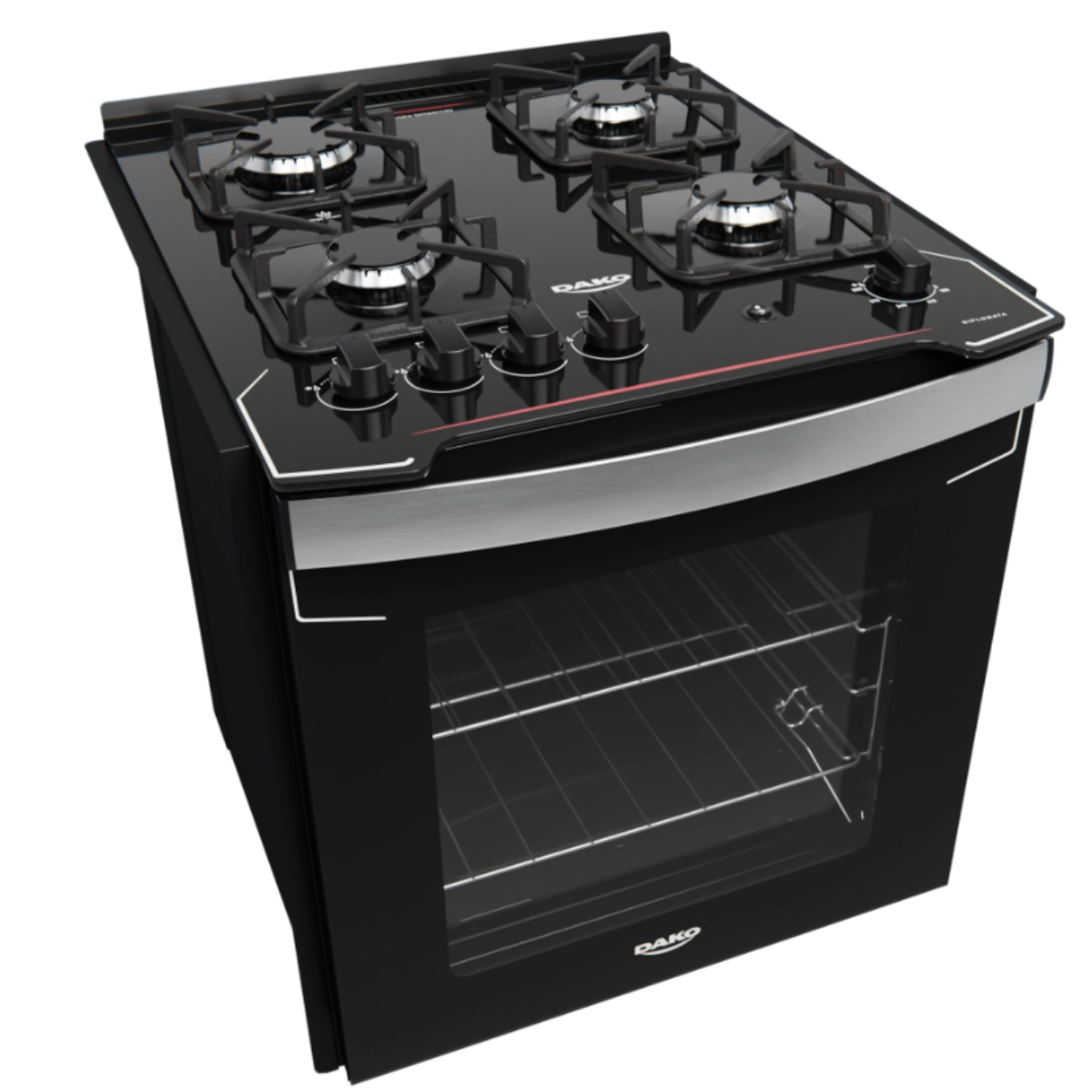 Fogão de Embutir 4 Bocas Preto Dako Diplomata Elegância para Cozinhas Planejadas
