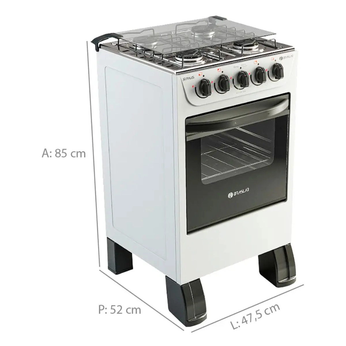 FOGÃO DE PISO NEW SIRIUS 4 BOCAS MESA INOX BRASLAR BRANCO FOGÃO DE PISO NEW SIRIUS 4 BOCAS MESA INOX BRASLAR BRANCO