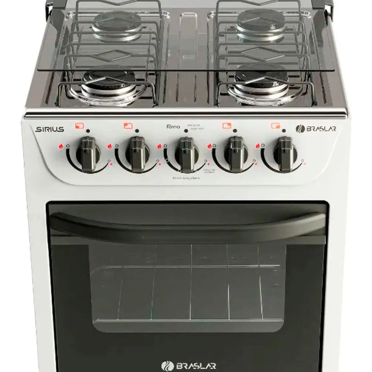 FOGÃO DE PISO NEW SIRIUS 4 BOCAS MESA INOX BRASLAR BRANCO FOGÃO DE PISO NEW SIRIUS 4 BOCAS MESA INOX BRASLAR BRANCO