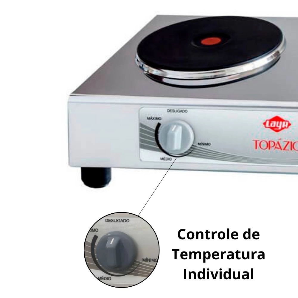 Fogão Elétrico Layr Topázio 00666 4.0 2 Bocas Topazio 00666 Aço Inox 220v 