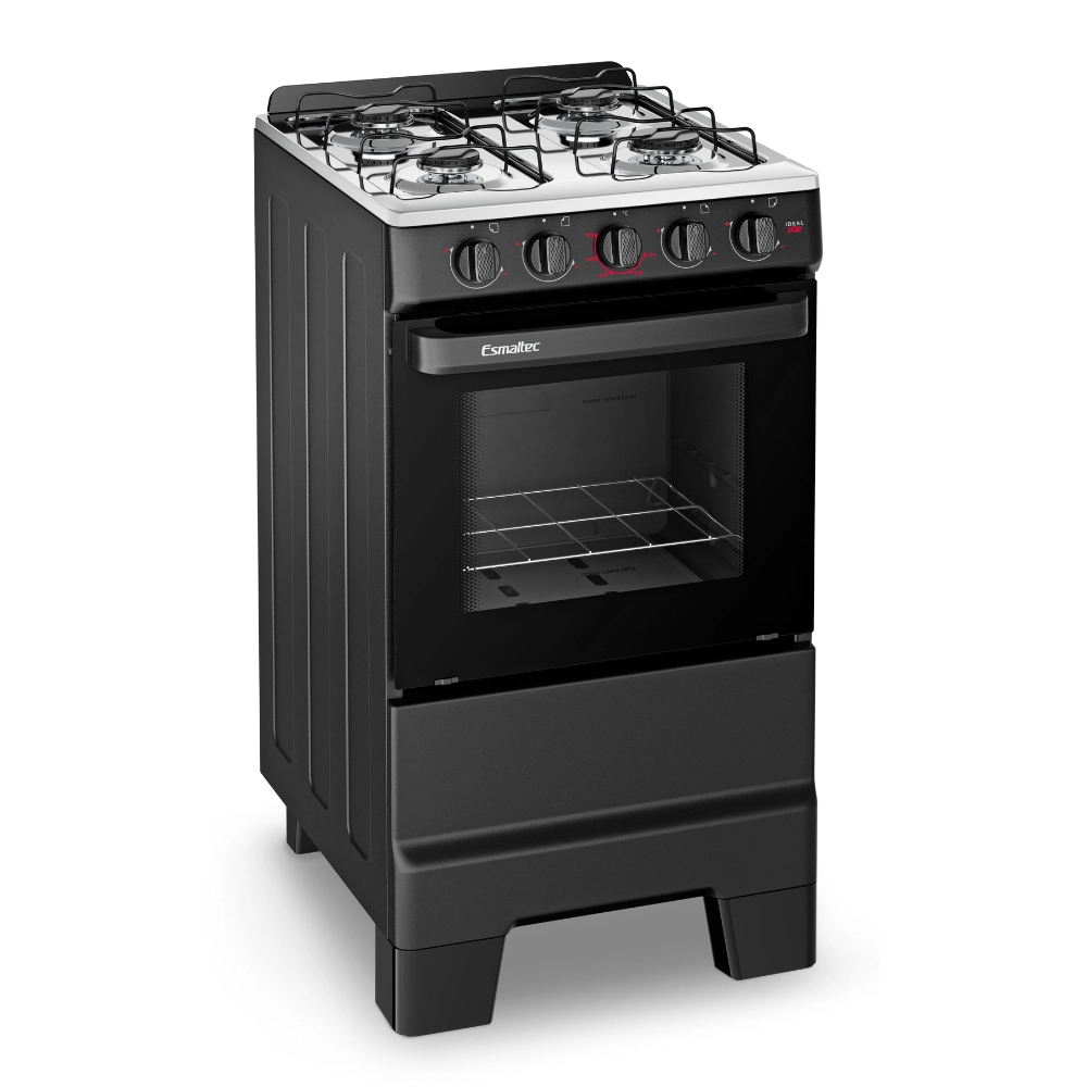 Fogão Esmaltec Ideal Pop F4ISP 4 Bocas Acendimento Manual Preto