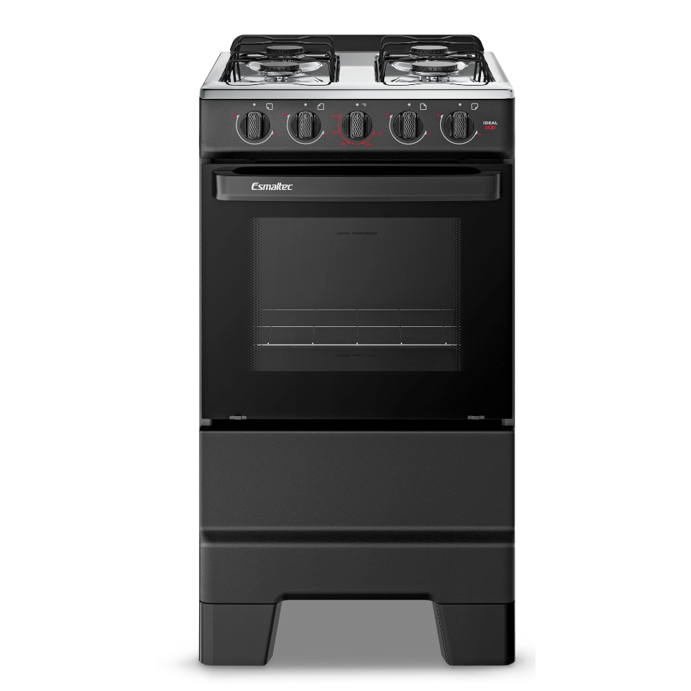 Fogão Esmaltec Ideal Pop F4ISP 4 Bocas Acendimento Manual Preto