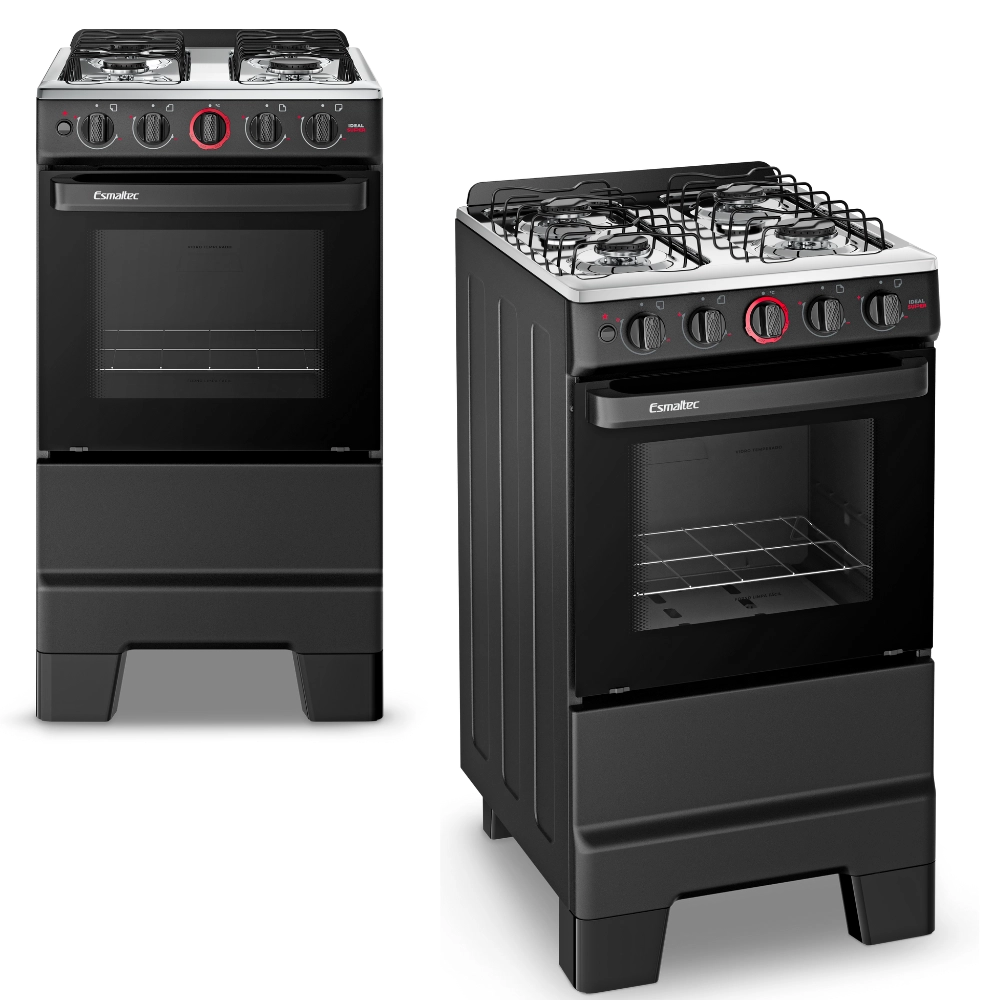 Fogão Esmaltec Ideal Super 4 Bocas Automático F4IAP Preto