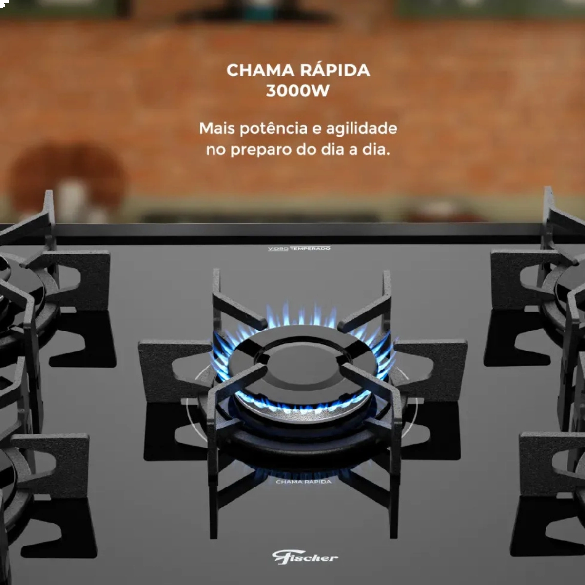 Fogao de Piso a Gas Fischer 5 Bocas Fit Line Trempe Iron Fogao de Piso a Gas Fischer 5 Bocas Fit Line Trempe Iron