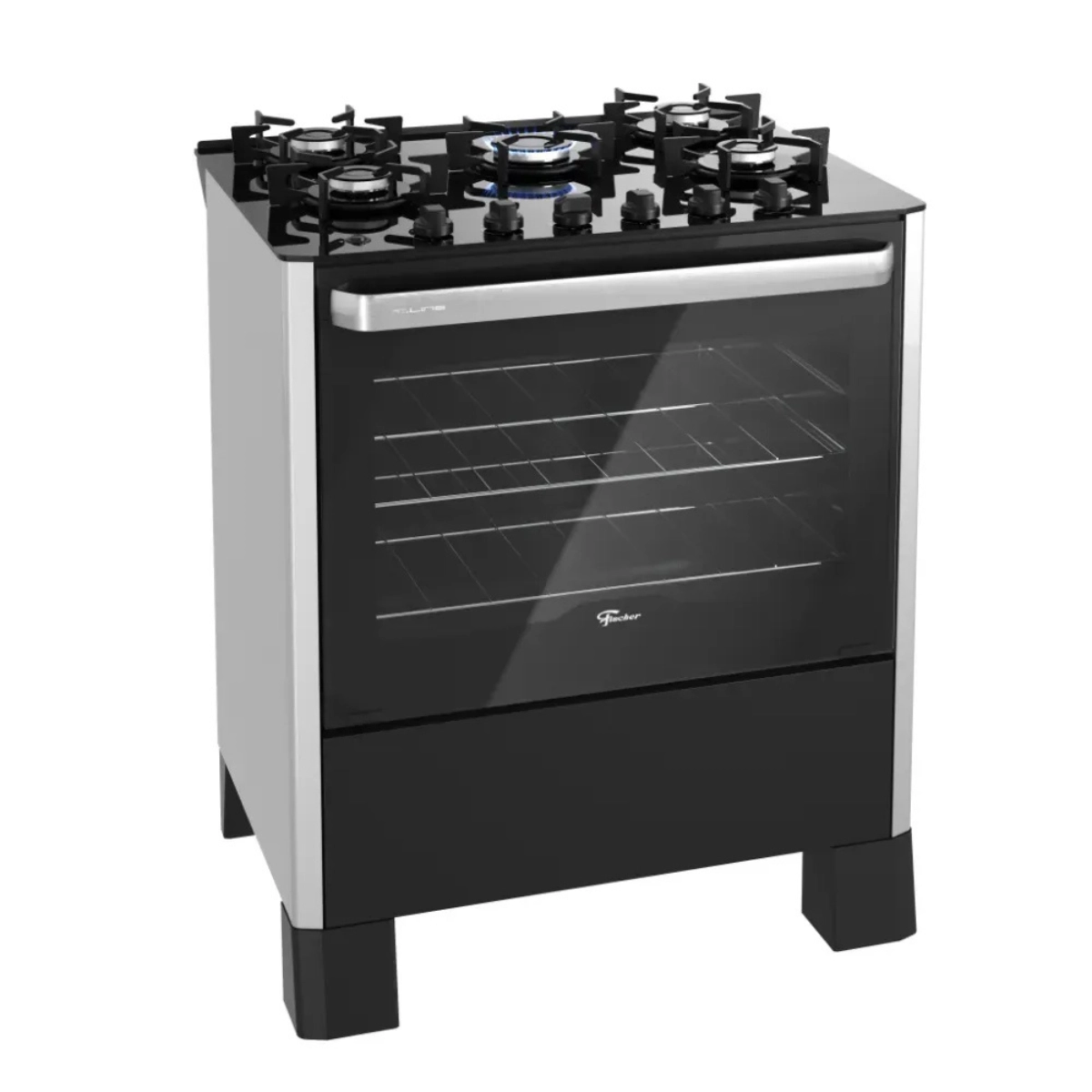 Fogao de Piso a Gas Fischer 5 Bocas Fit Line Trempe Iron Fogao de Piso a Gas Fischer 5 Bocas Fit Line Trempe Iron
