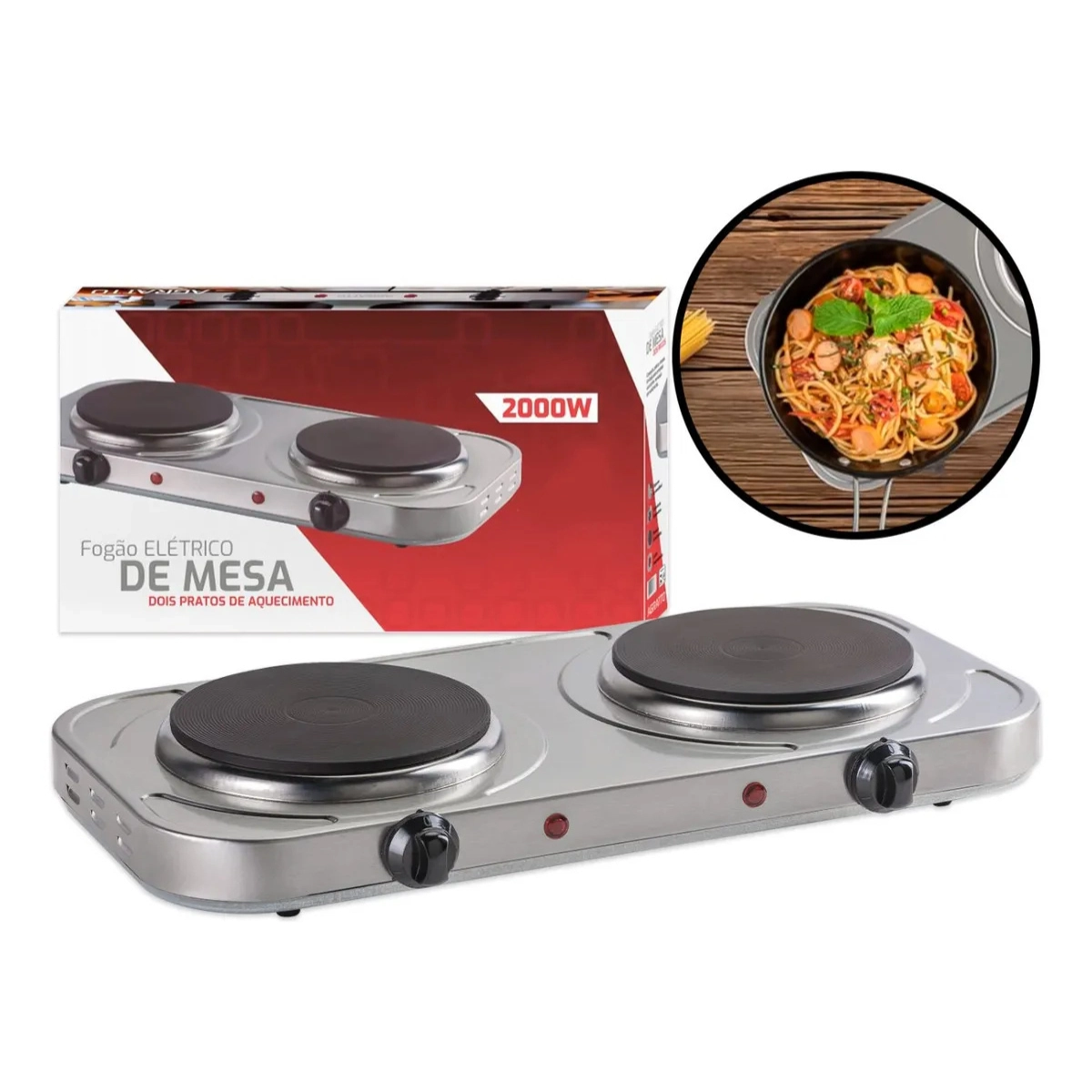 Fogao Eletrico de Mesa Agratto Fm-01 127v 2000w - 2 Pratos