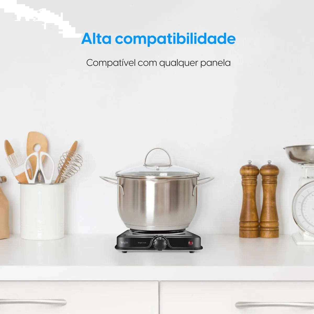 FOGAO ELETRICO PORTÁTIL ELGIN PRETO 1 BOCA 1000W 220V 