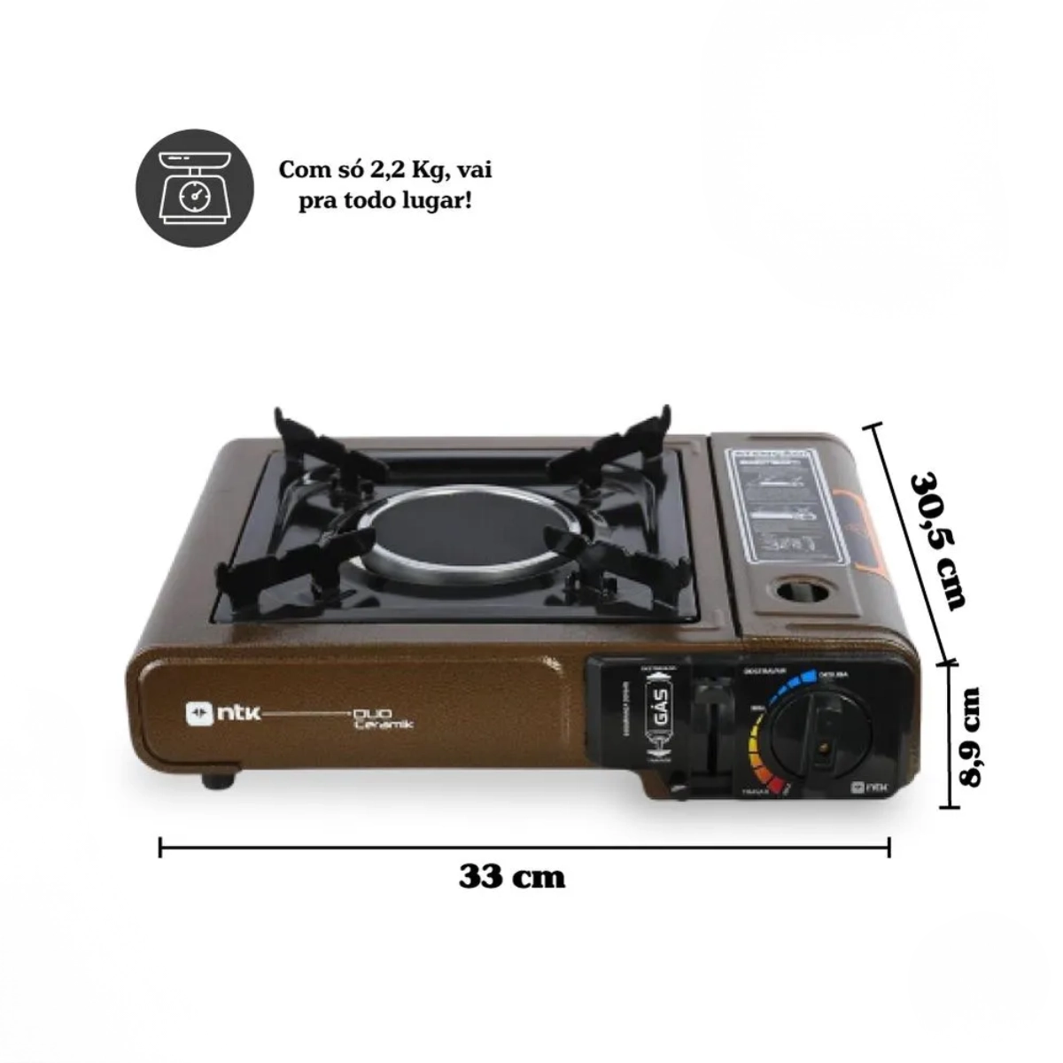 FOGAREIRO DE MESA PORTARIL DUO CERAMIK NAUTIKA C MALETA