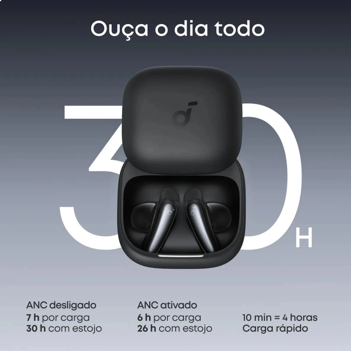FONE SOUNDCORE LIBERTY 4 PRO BLUETOOTH 5.3 ÁUDIO HI-FI HI-RES PRETO 40H IA IPX5 FONE SOUNDCORE LIBERTY 4 PRO BLUETOOTH 5.3 ÁUDIO HI-FI HI-RES PRETO 40H IA IPX5